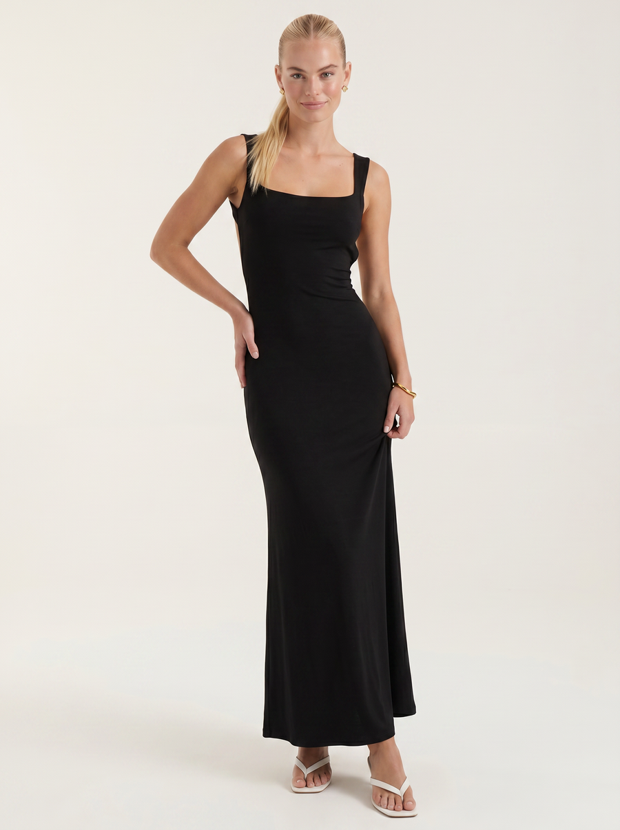 Angelica Maxikleid mit Karree-Ausschnitt