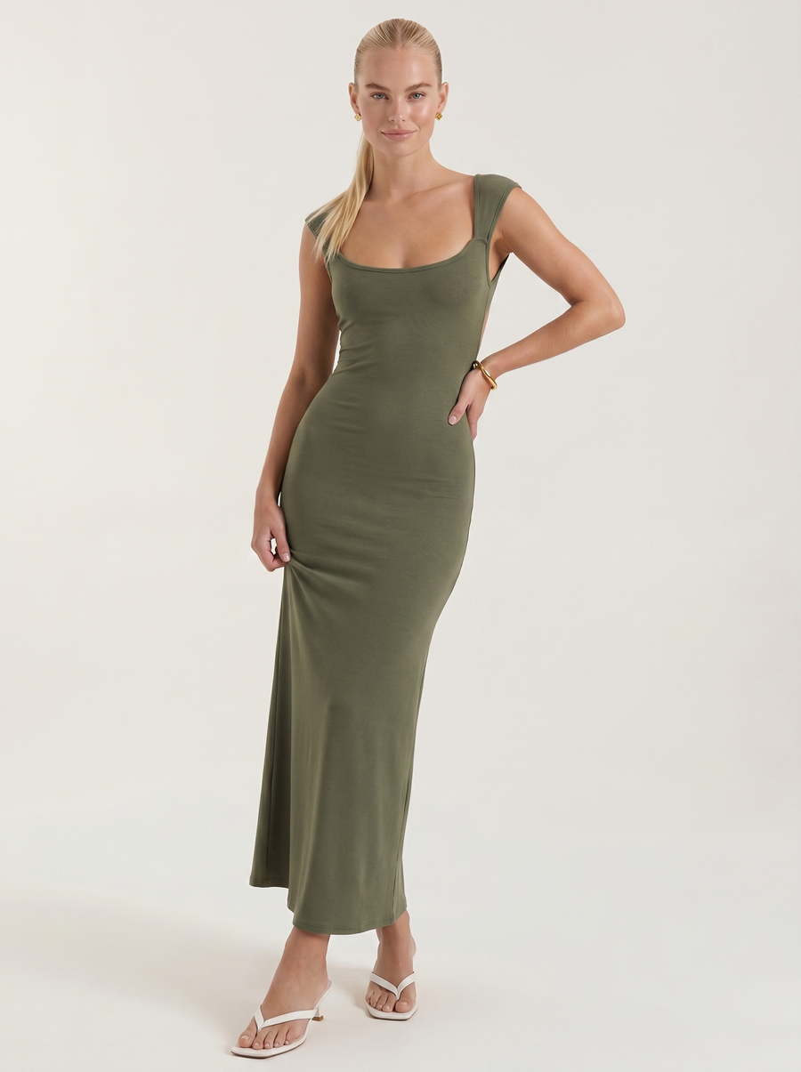 Angelica Maxikleid mit Karree-Ausschnitt