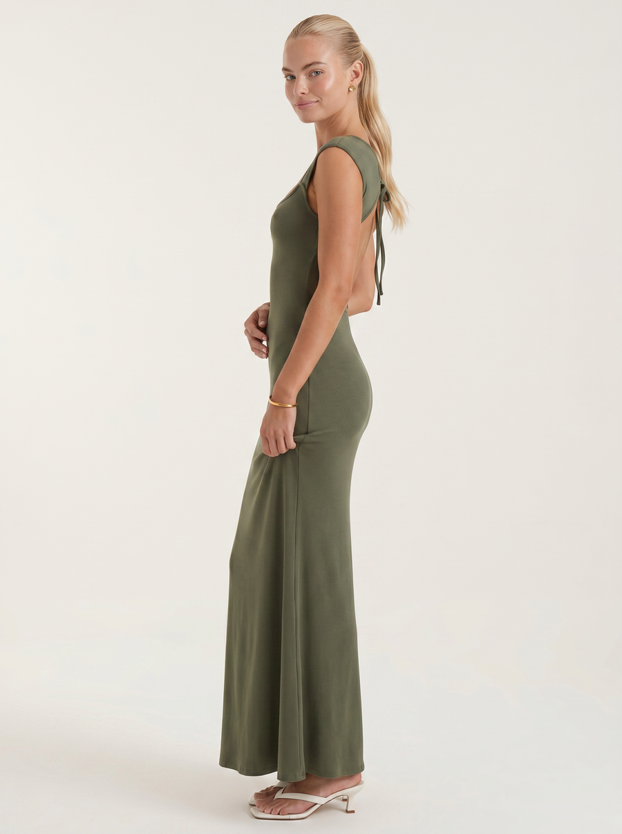 Angelica Maxikleid mit Karree-Ausschnitt