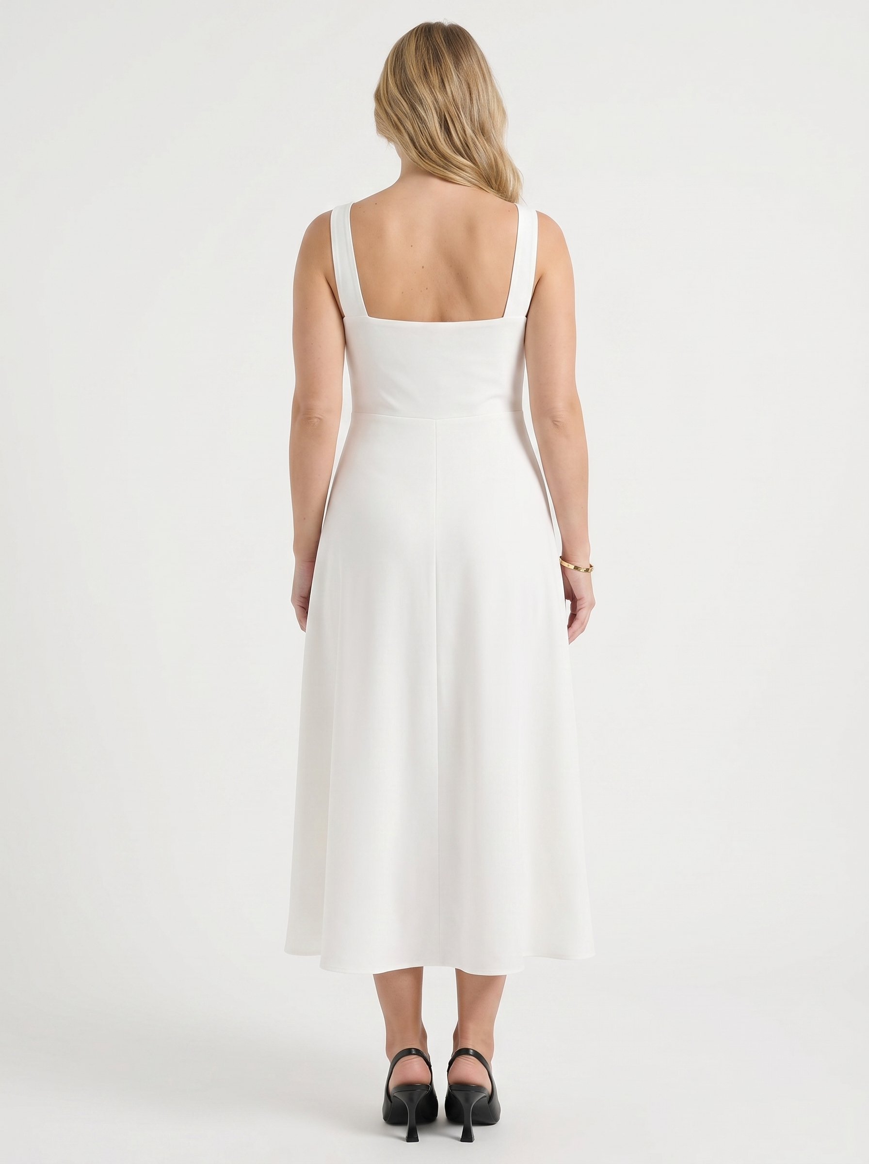 Amelina Midikleid mit eckigem Ausschnitt