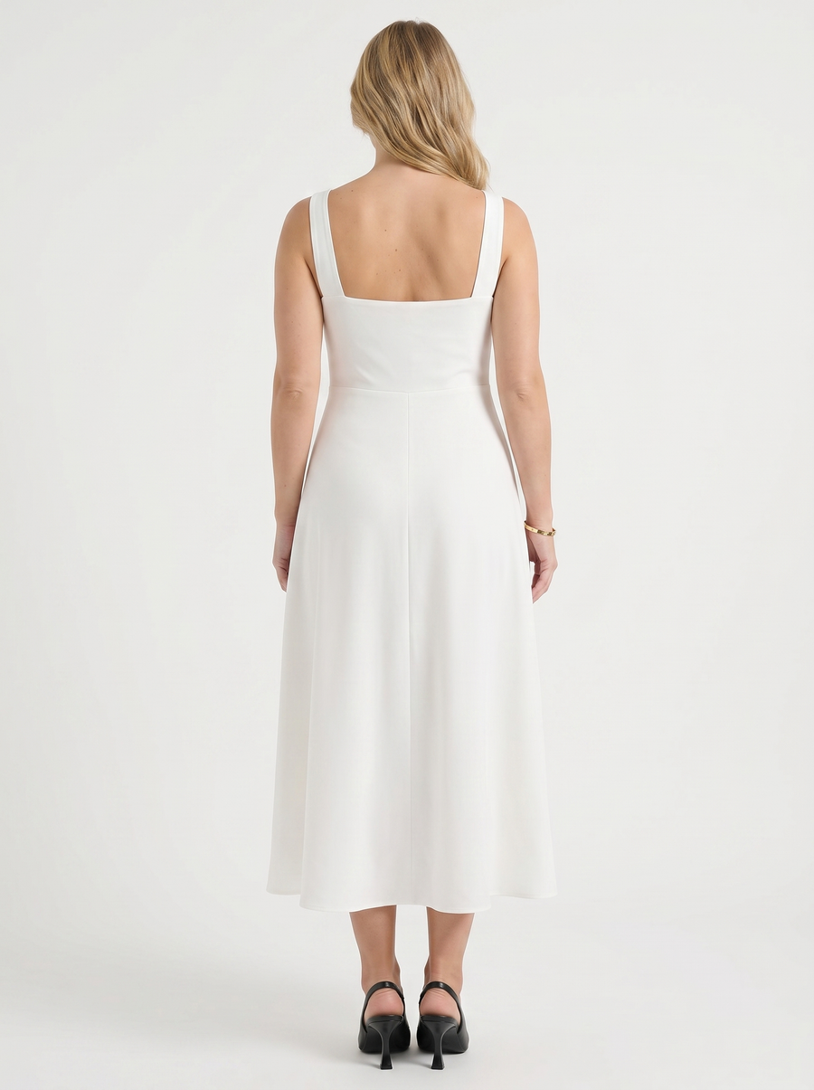 Amelina Midikleid mit eckigem Ausschnitt
