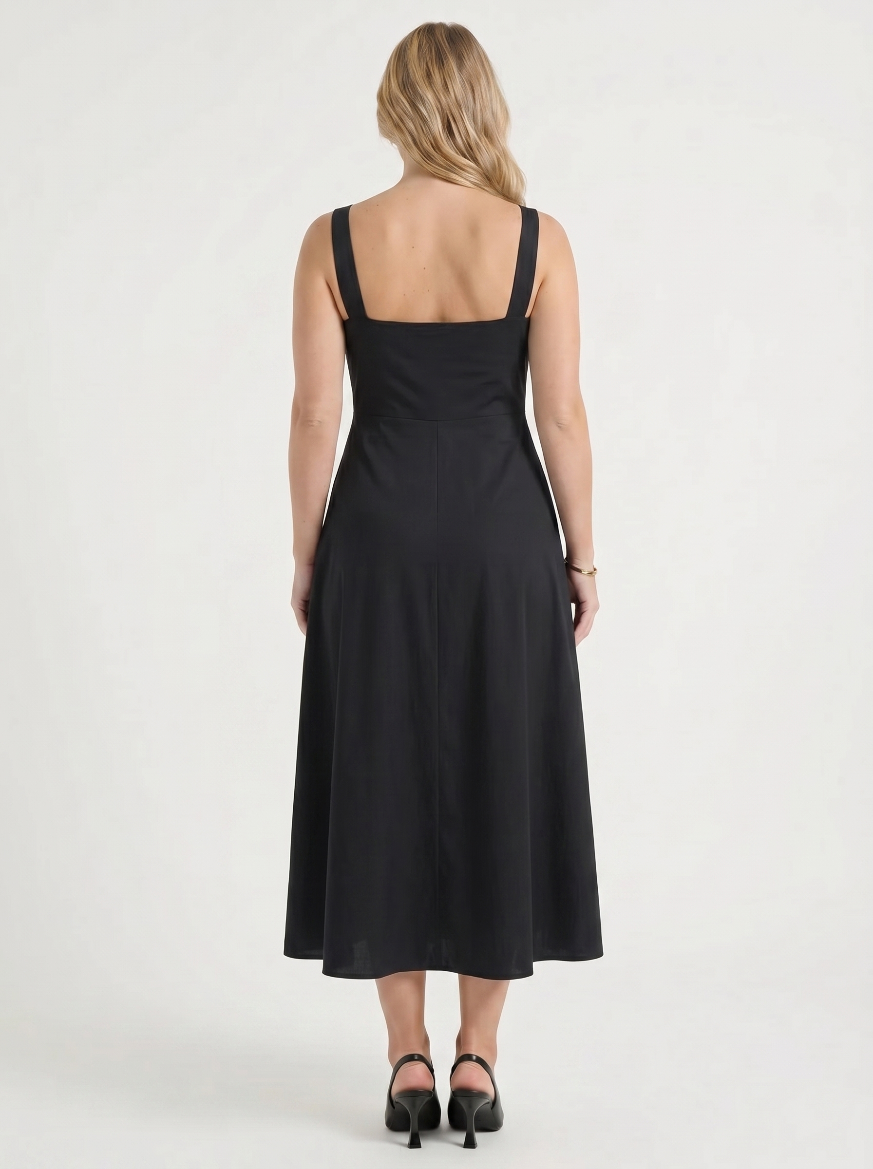 Amelina Midikleid mit eckigem Ausschnitt