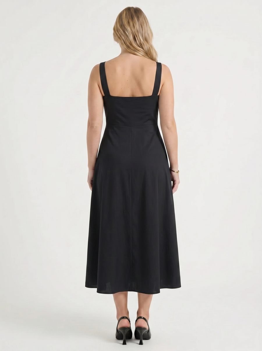 Amelina Midikleid mit eckigem Ausschnitt