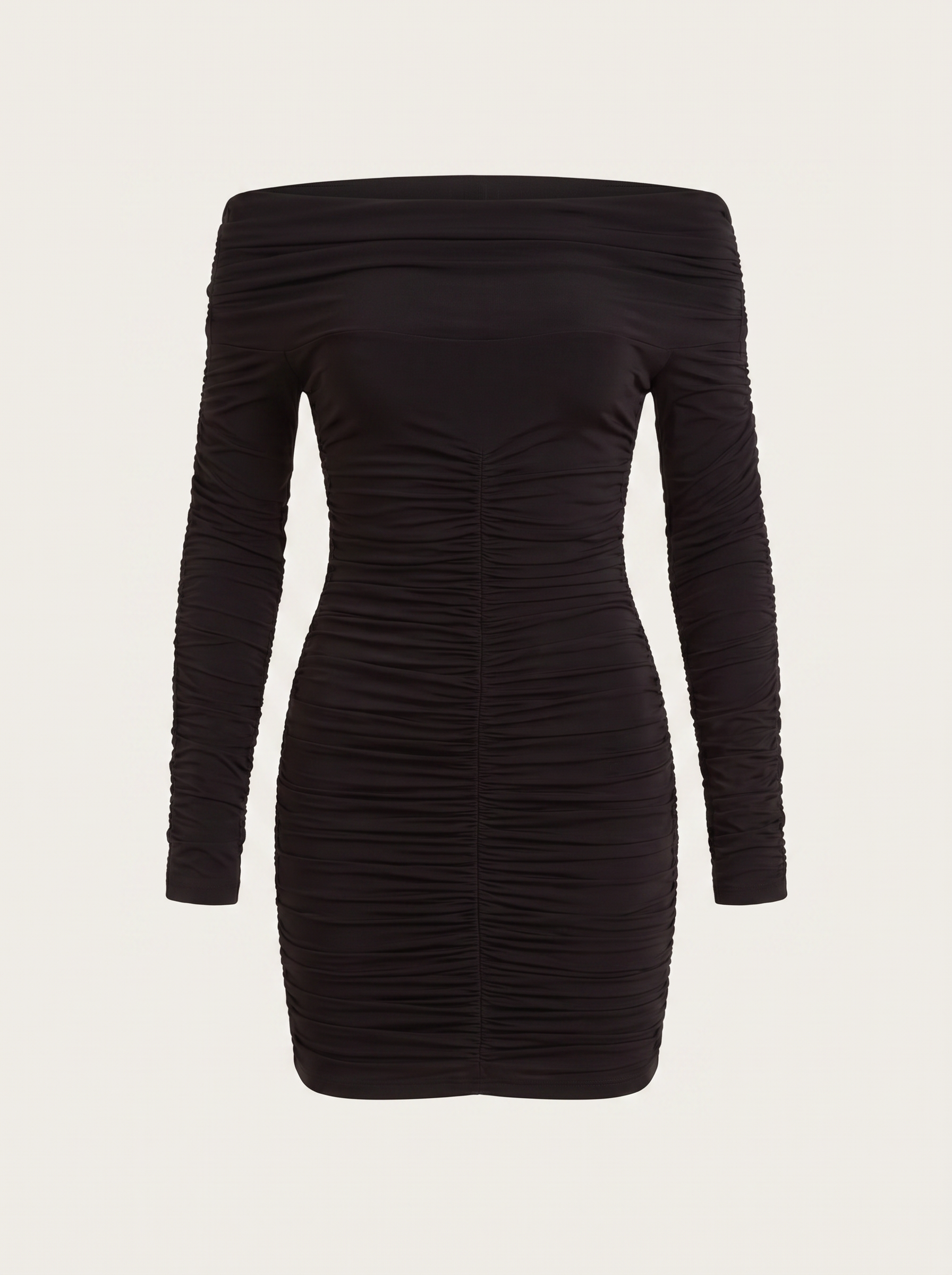 Maribel Bardot-Minikleid mit Raffung