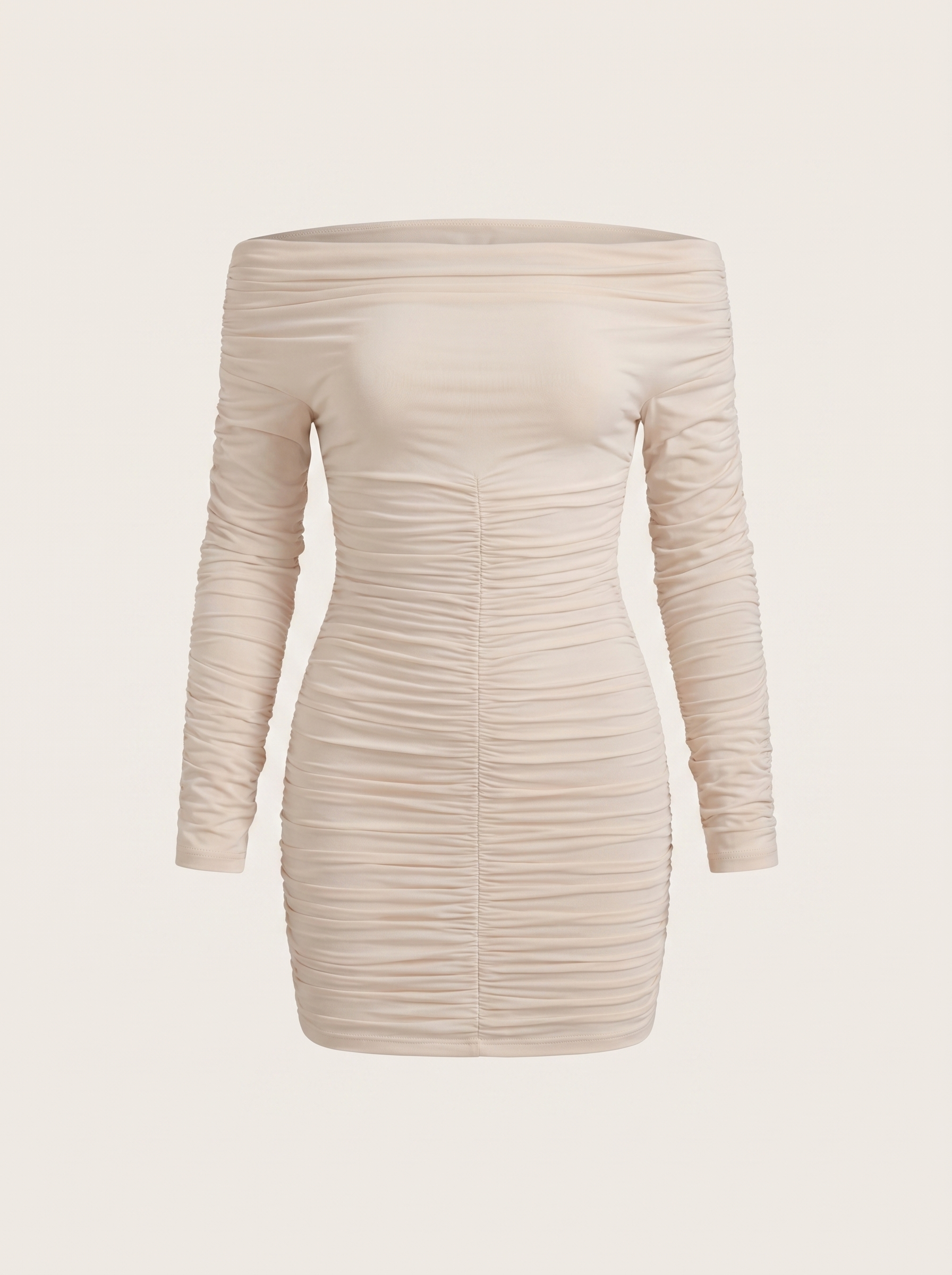 Maribel Bardot-Minikleid mit Raffung