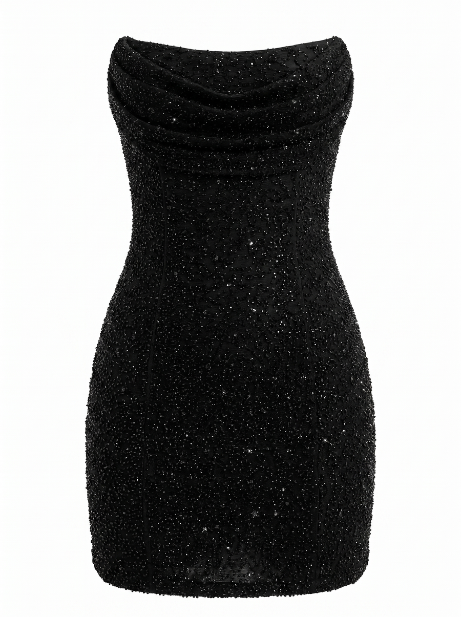 Rosaura Trägerloses Minikleid mit Glitzer
