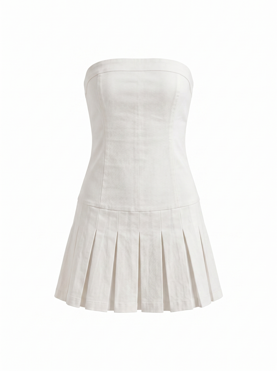 Isola Bandeau-Minikleid mit Plisseesaum