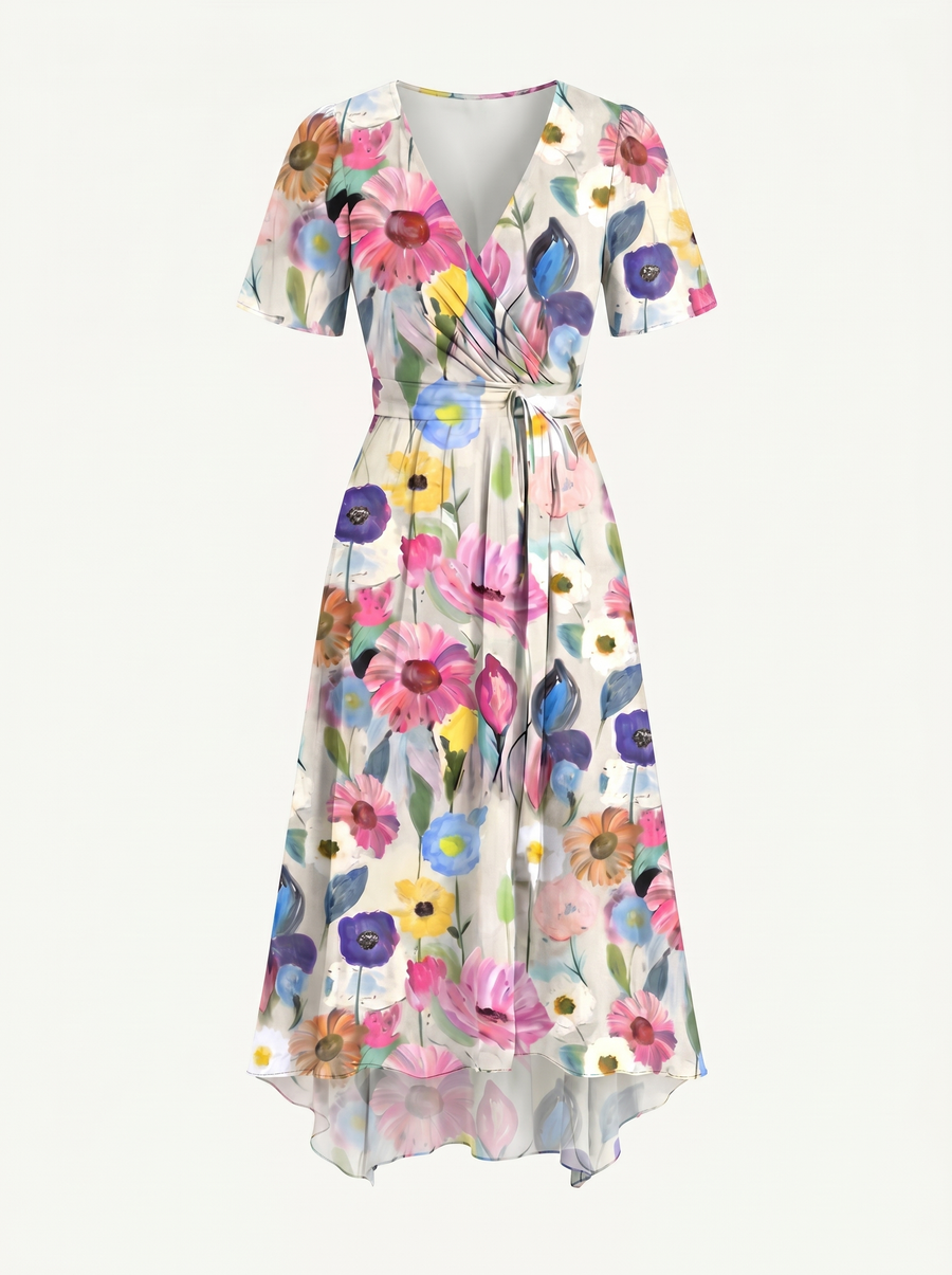 Sharnie Midikleid mit Blumenprint und Wickeloptik