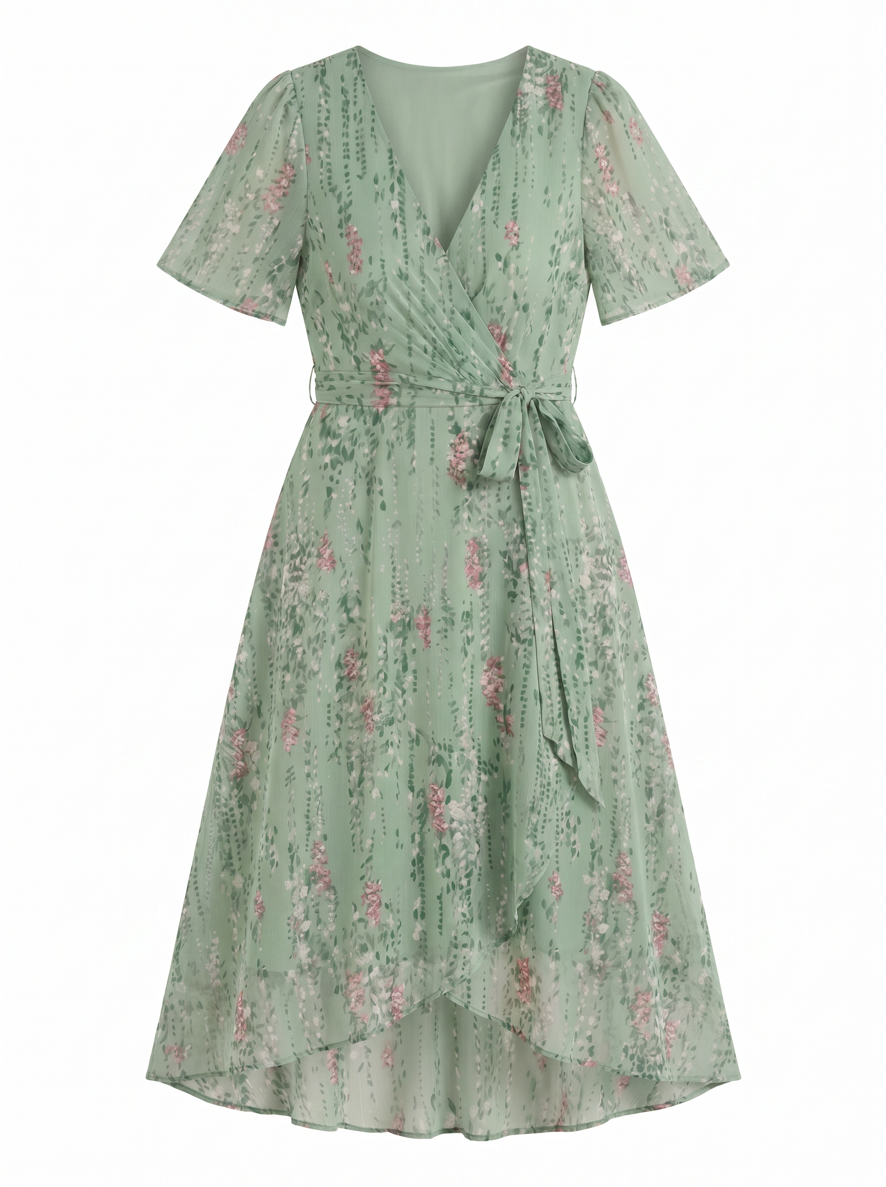 Sharnie Midikleid mit Blumenprint und Wickeloptik