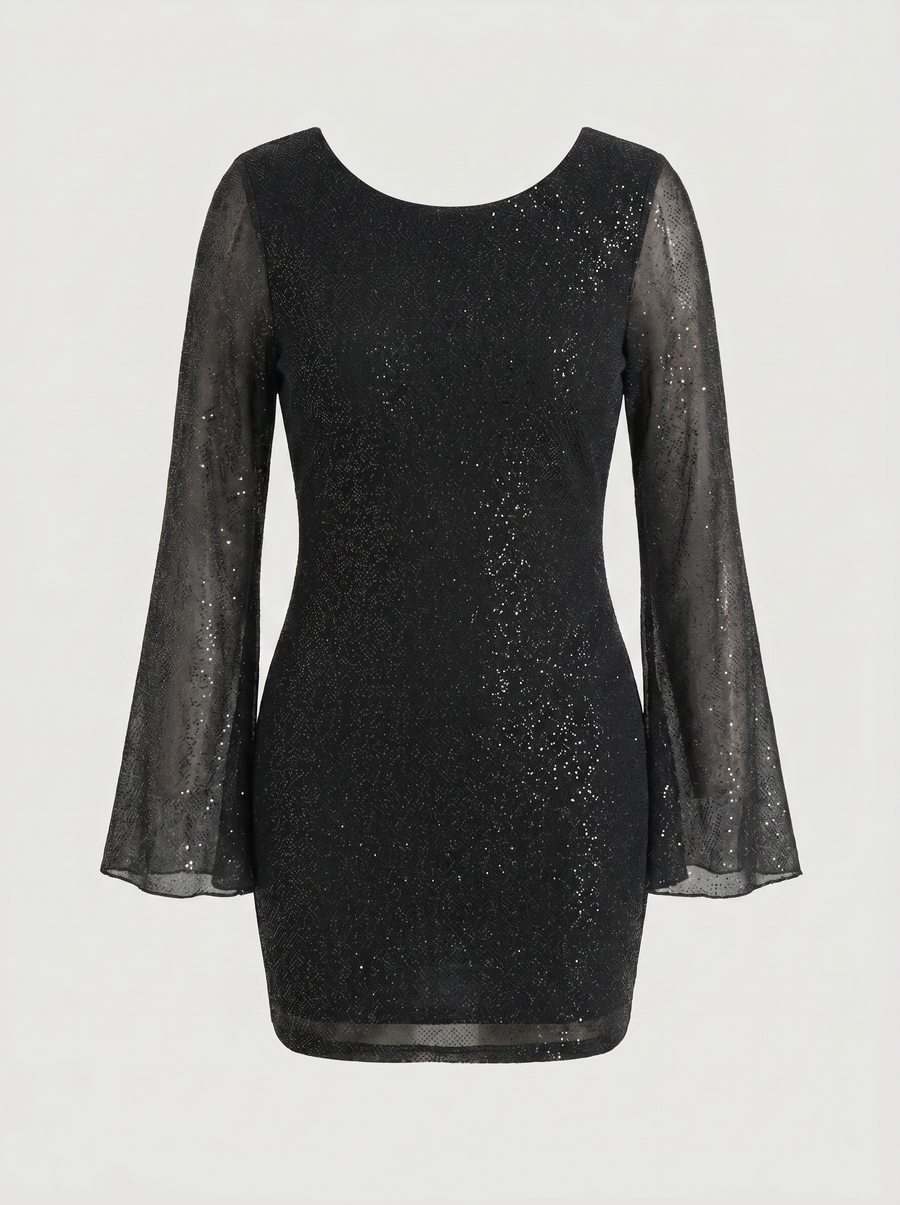 Camilla Minikleid mit Glitzer und Ärmeln