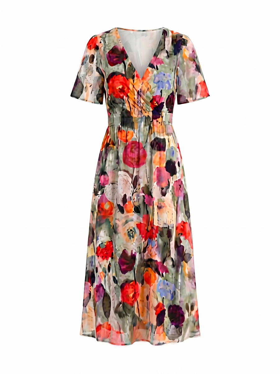 Sharnie Midikleid mit Blumenprint und Wickeloptik