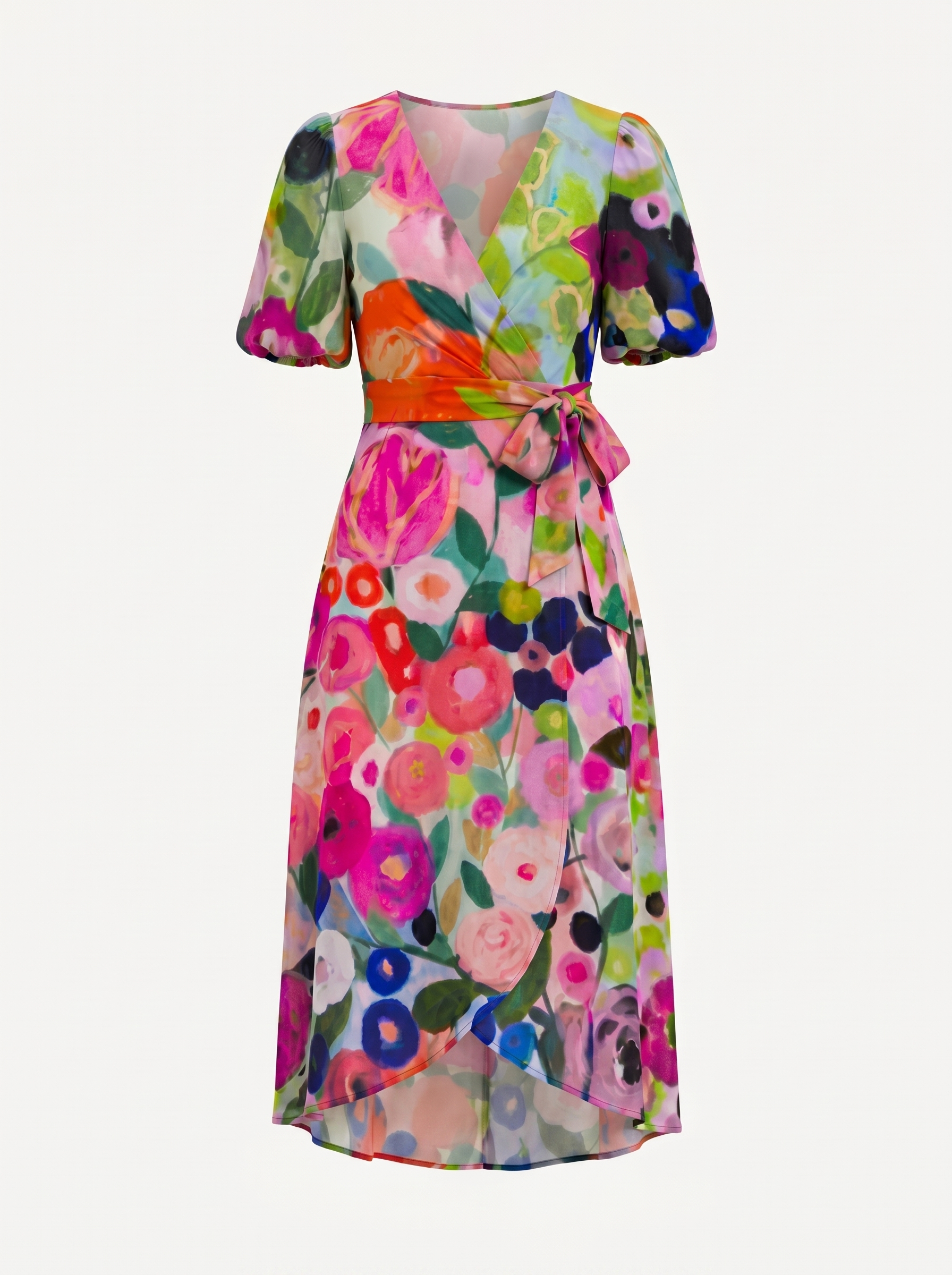 Sharnie Midikleid mit Blumenprint und Wickeloptik