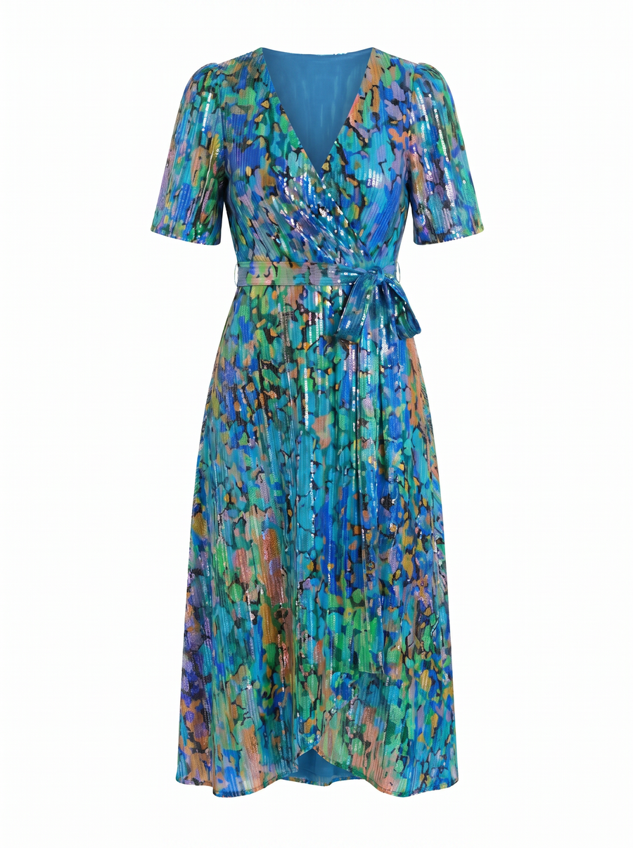 Sharnie Midikleid mit Blumenprint und Wickeloptik