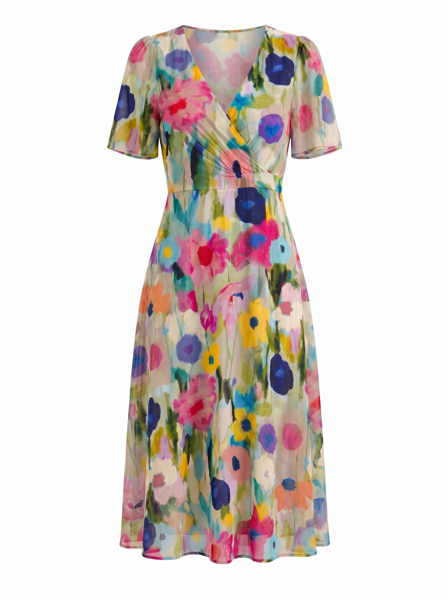 Sharnie Midikleid mit Blumenprint und Wickeloptik