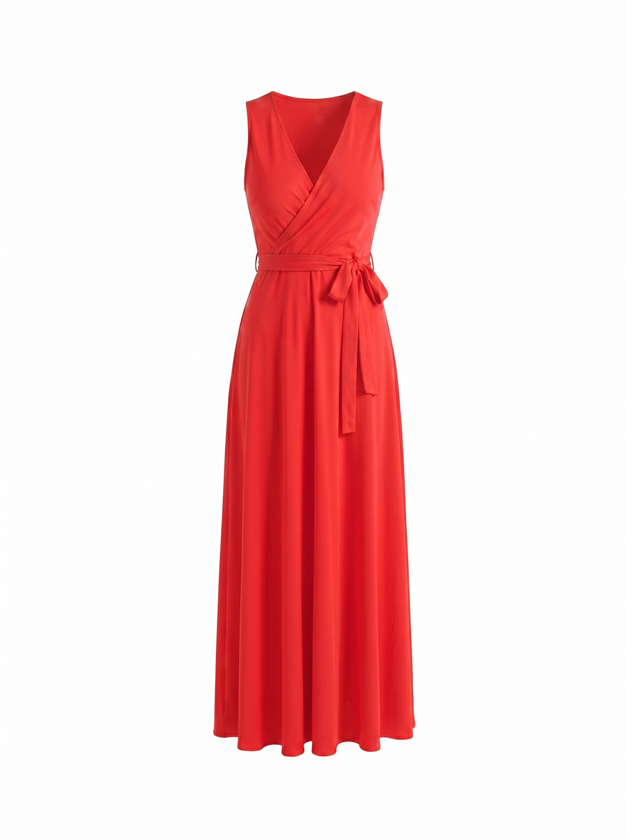 Reena Maxikleid mit Wickeloptik und Bindegürtel