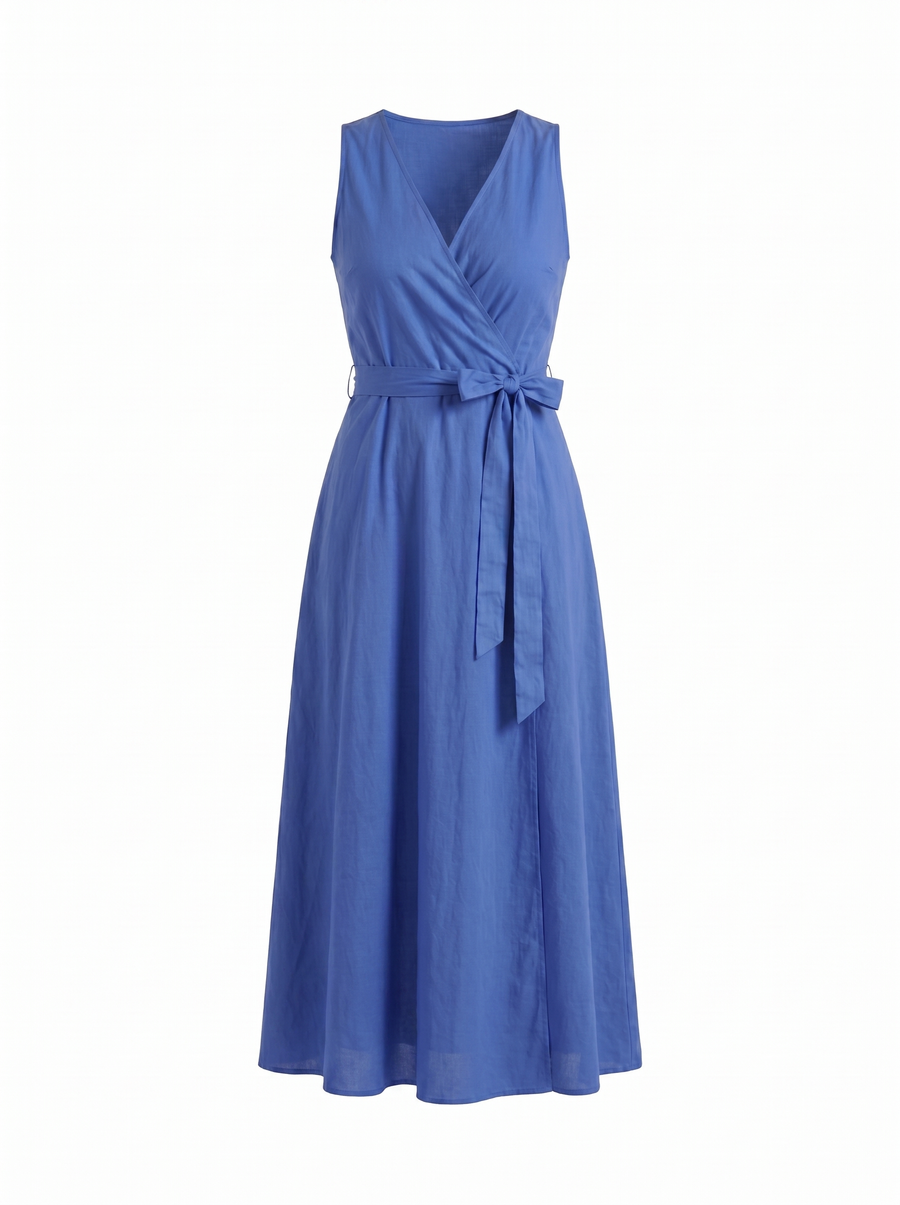 Reena Maxikleid mit Wickeloptik und Bindegürtel