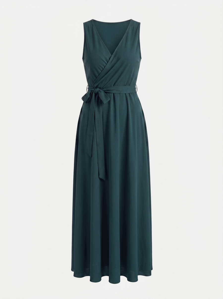 Reena Maxikleid mit Wickeloptik und Bindegürtel