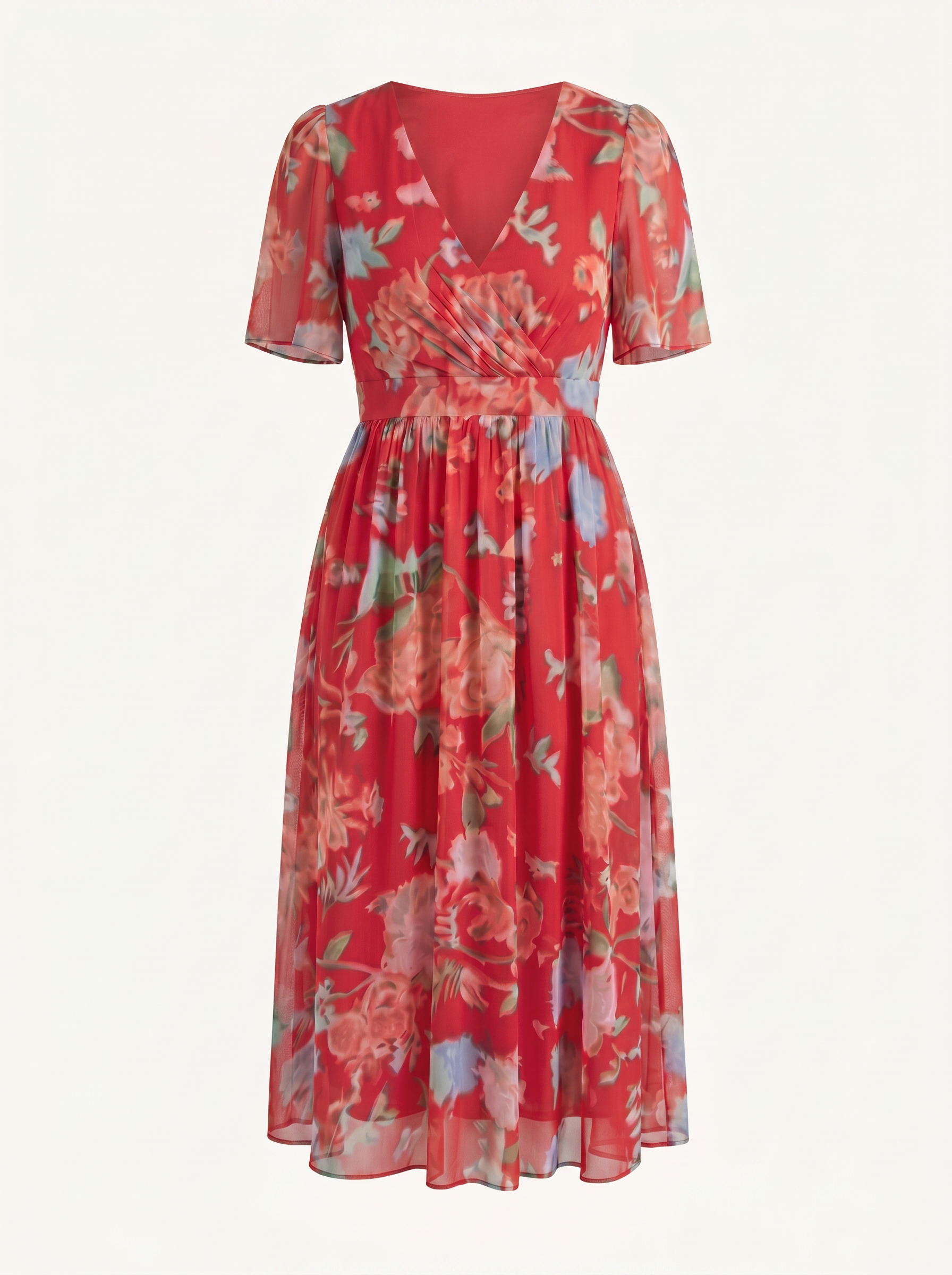 Sharnie Midikleid mit Blumenprint und Wickeloptik