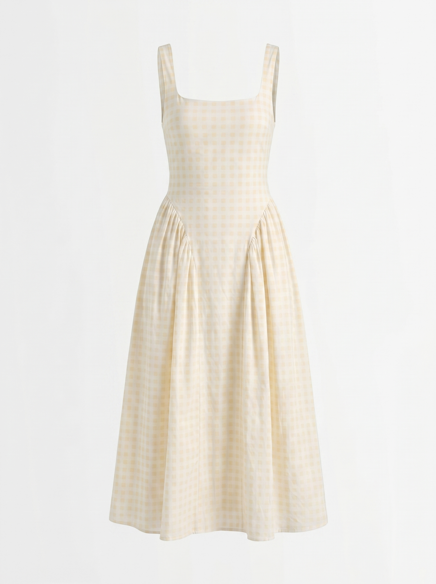 Cleo Midikleid mit Karomuster und Faltenrock