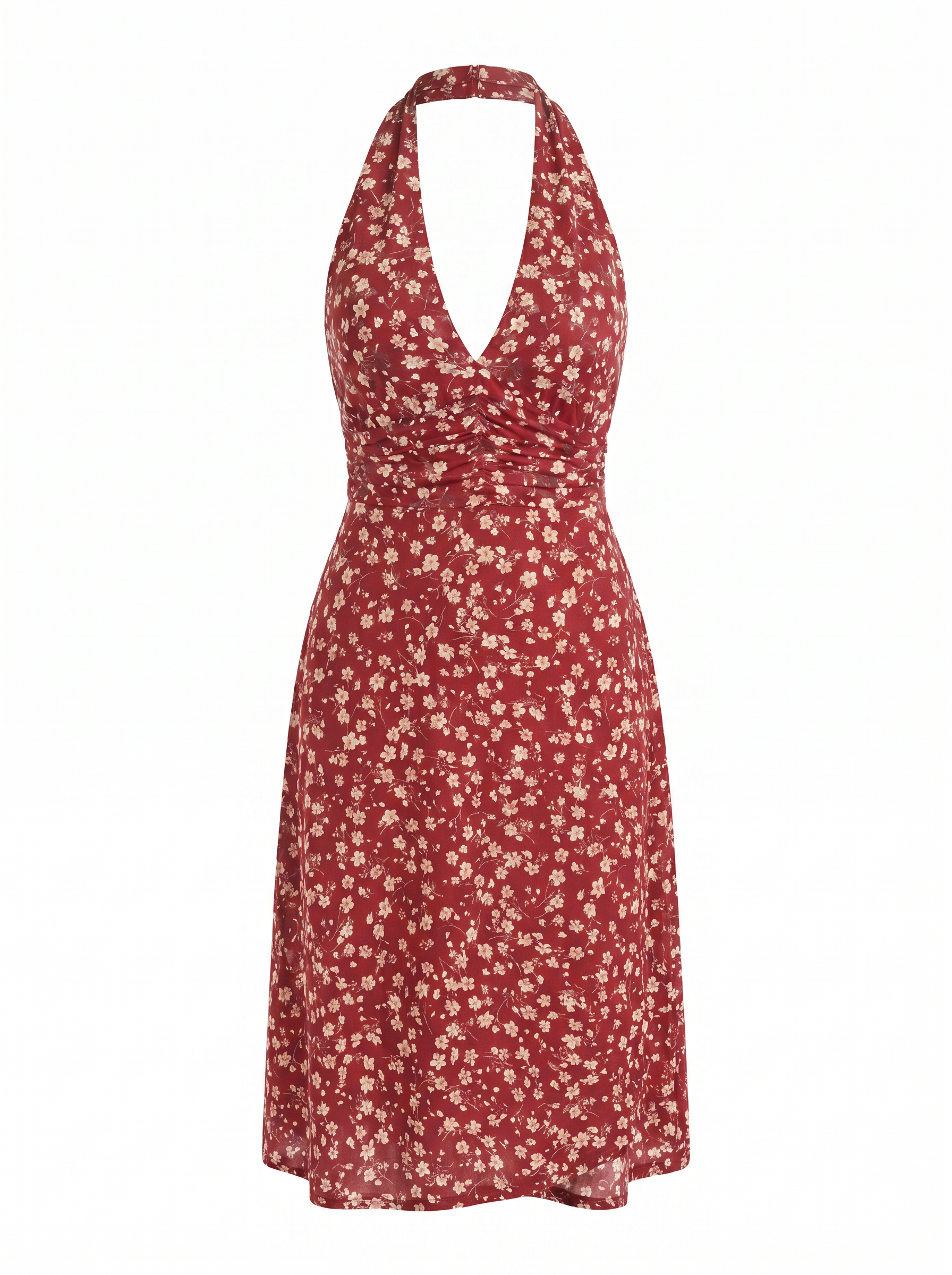 Astrid Midikleid mit Neckholder und Wickeloptik