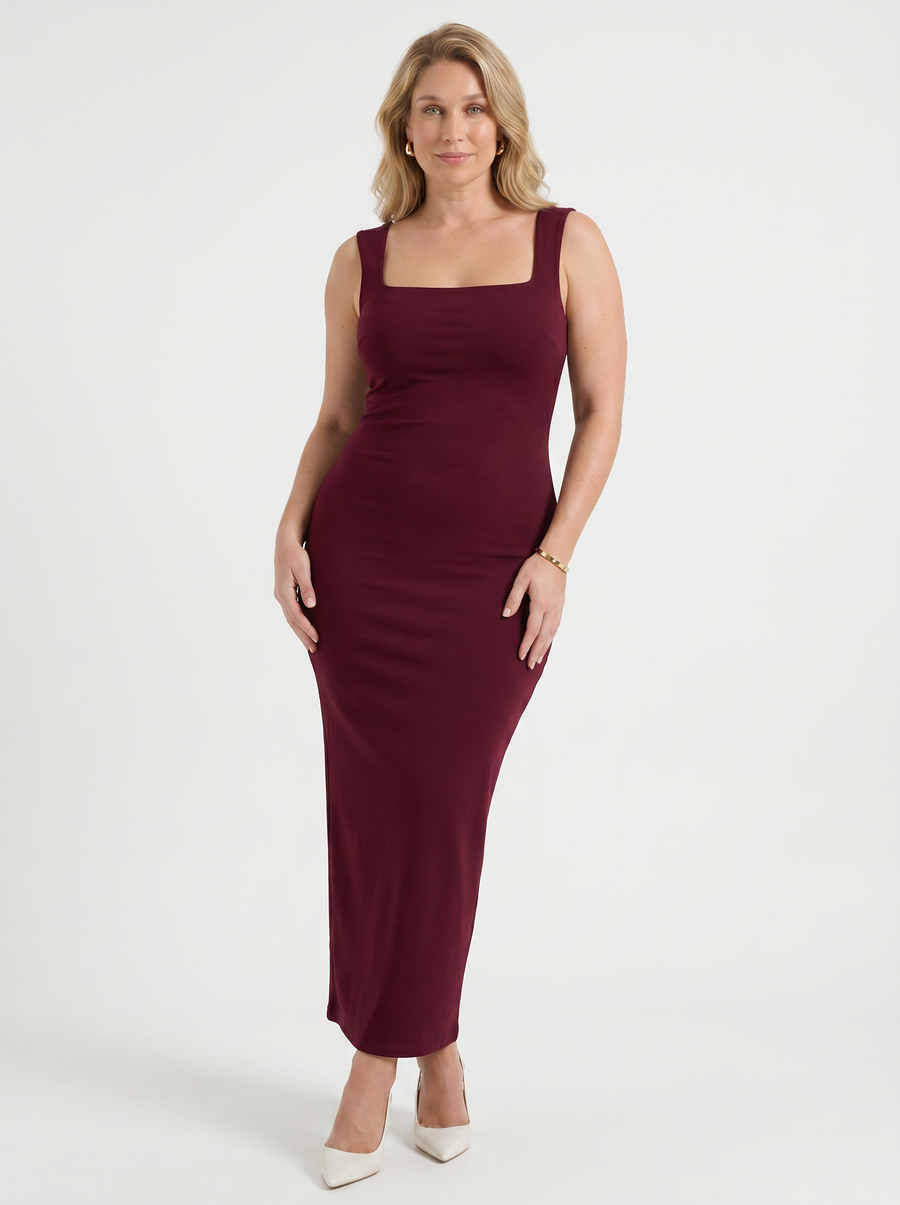 Daniela Trägerloses Maxikleid mit Karree-Ausschnitt