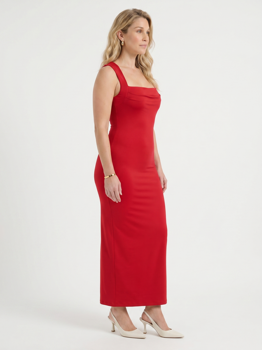 Daniela Trägerloses Maxikleid mit Karree-Ausschnitt
