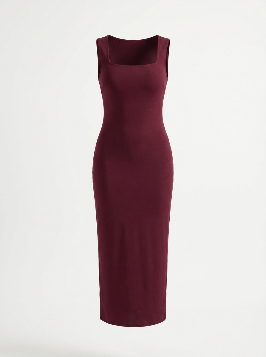 Daniela Trägerloses Maxikleid mit Karree-Ausschnitt