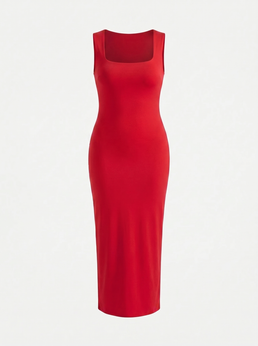Daniela Trägerloses Maxikleid mit Karree-Ausschnitt