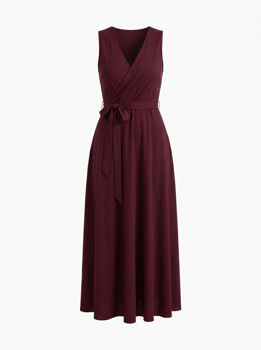 Reena Maxikleid mit Wickeloptik und Bindegürtel