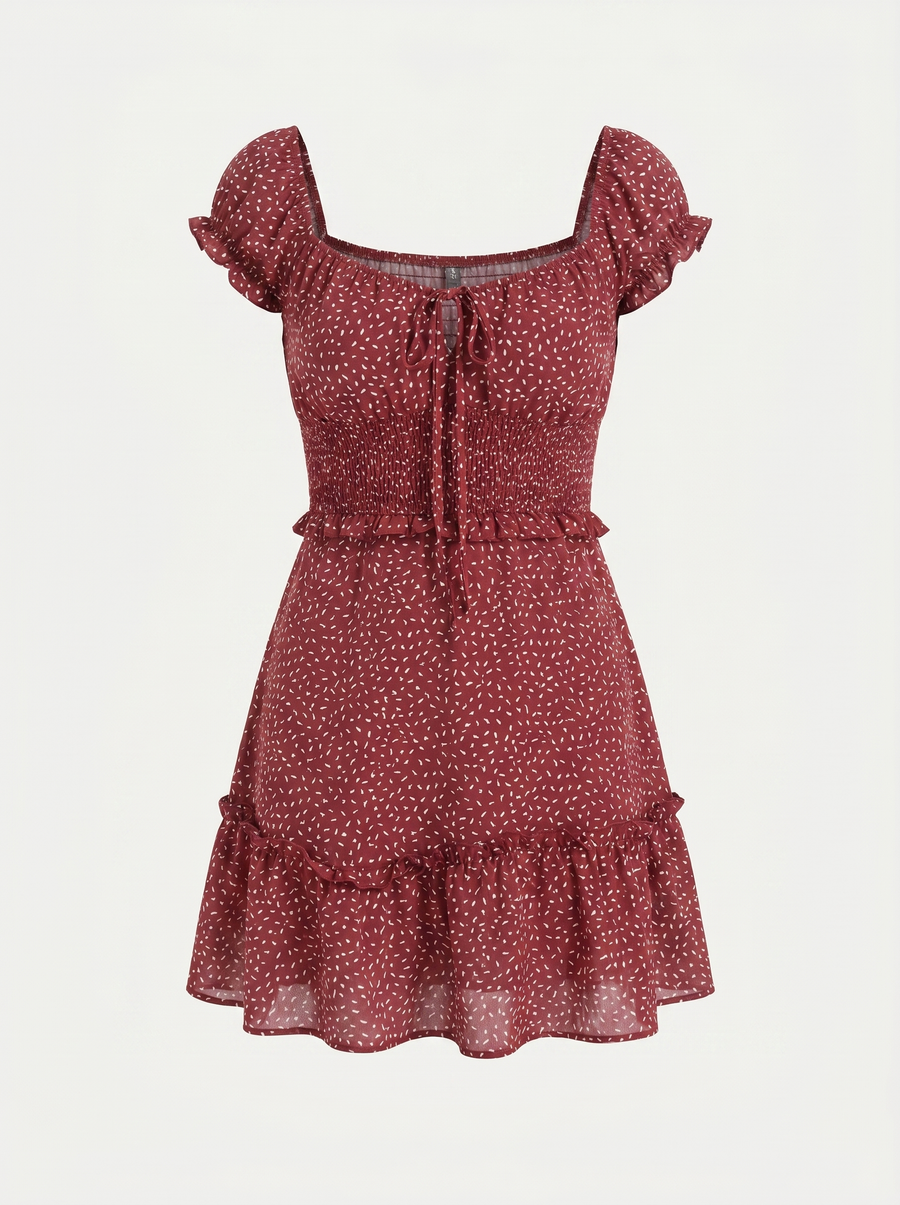 Renata Minikleid mit Puffärmeln und Blumenprint