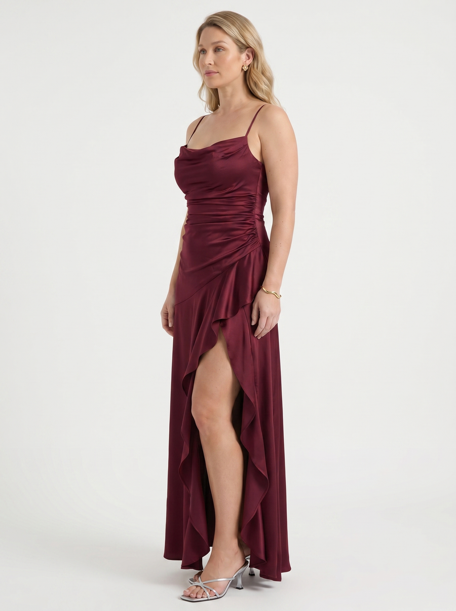 Serenity Maxikleid mit Volant und Beinschlitz