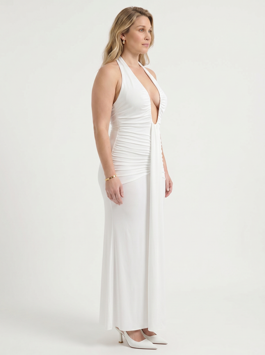 Marietta Neckholder-Maxikleid mit tiefem Ausschnitt
