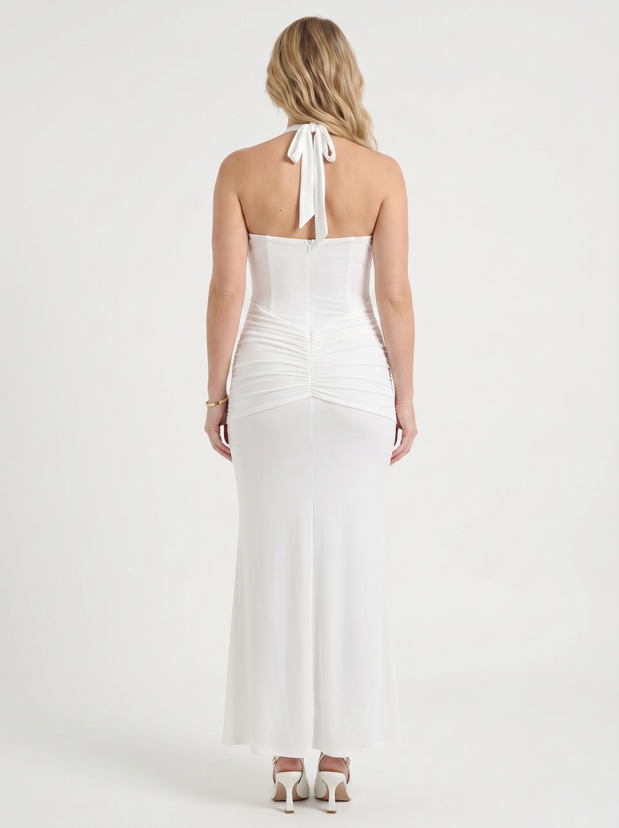 Marietta Neckholder-Maxikleid mit tiefem Ausschnitt