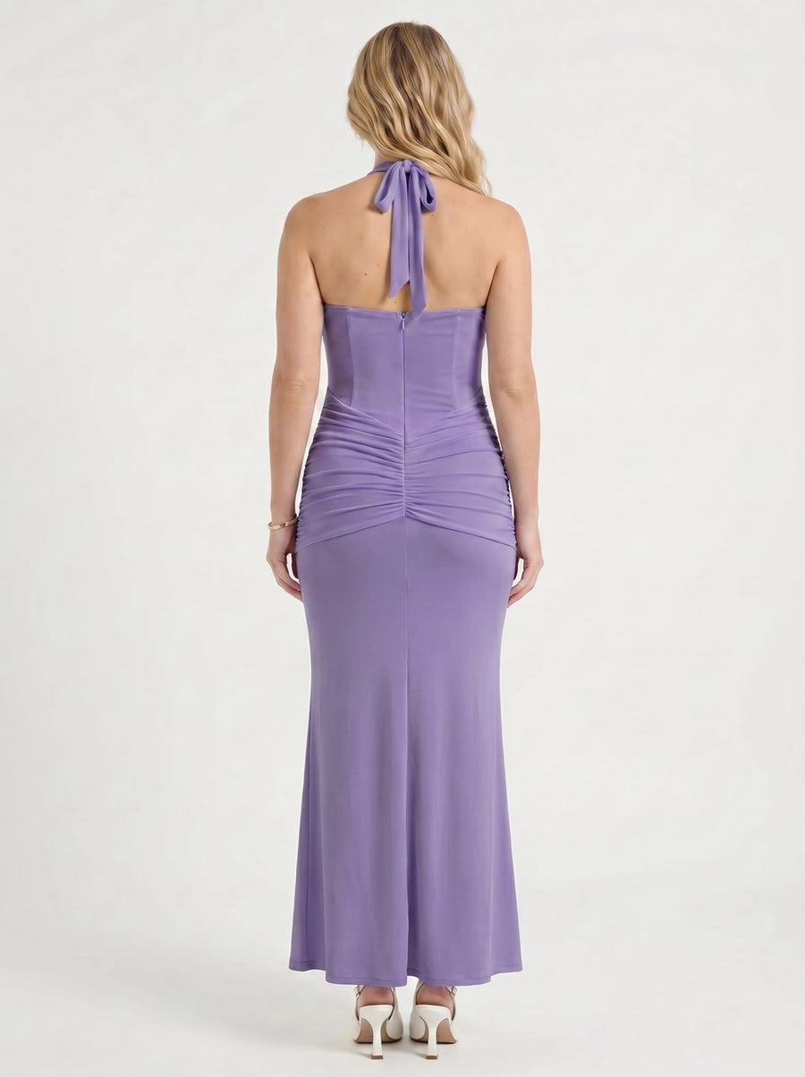 Marietta Neckholder-Maxikleid mit tiefem Ausschnitt