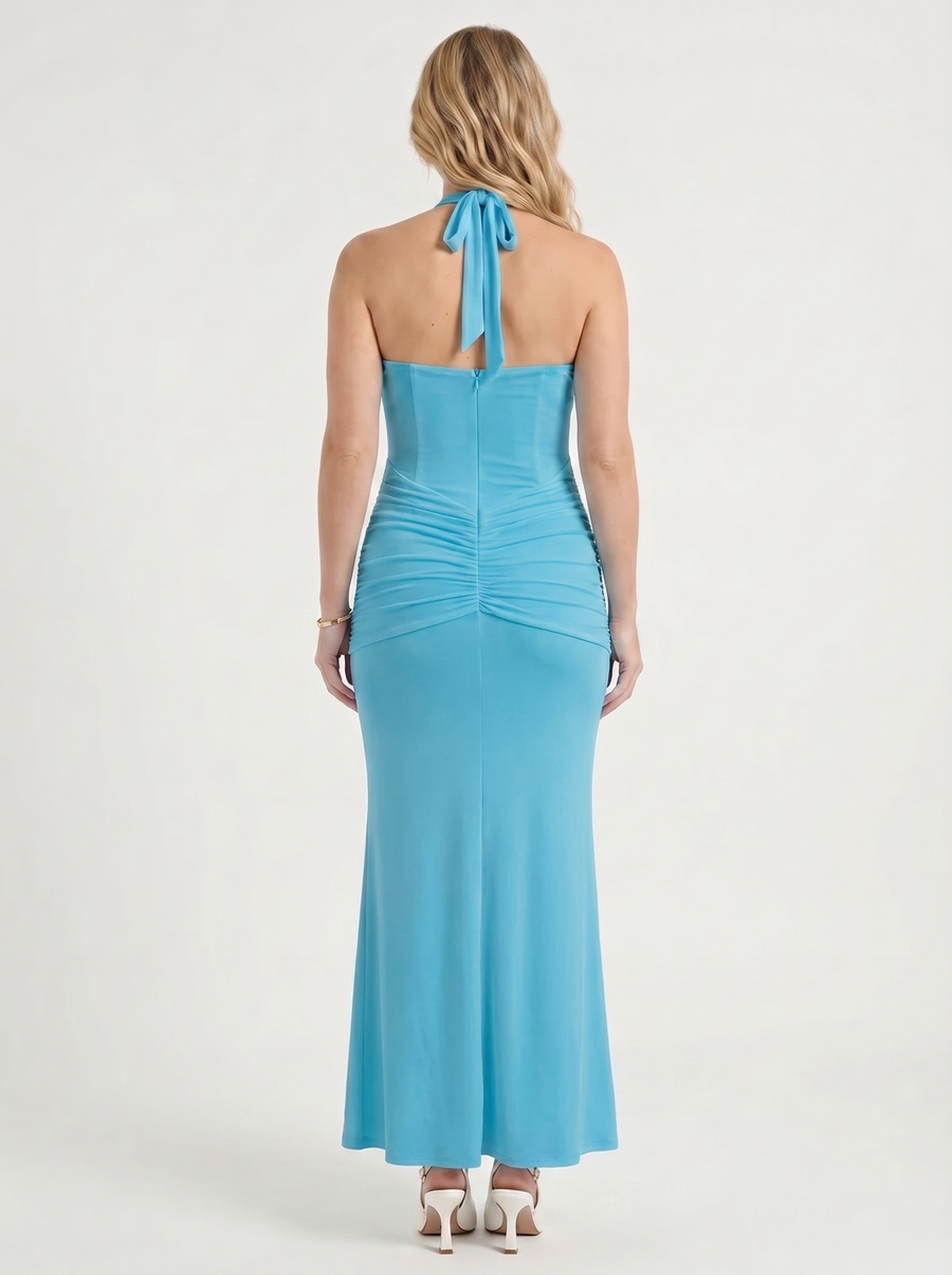 Marietta Neckholder-Maxikleid mit tiefem Ausschnitt