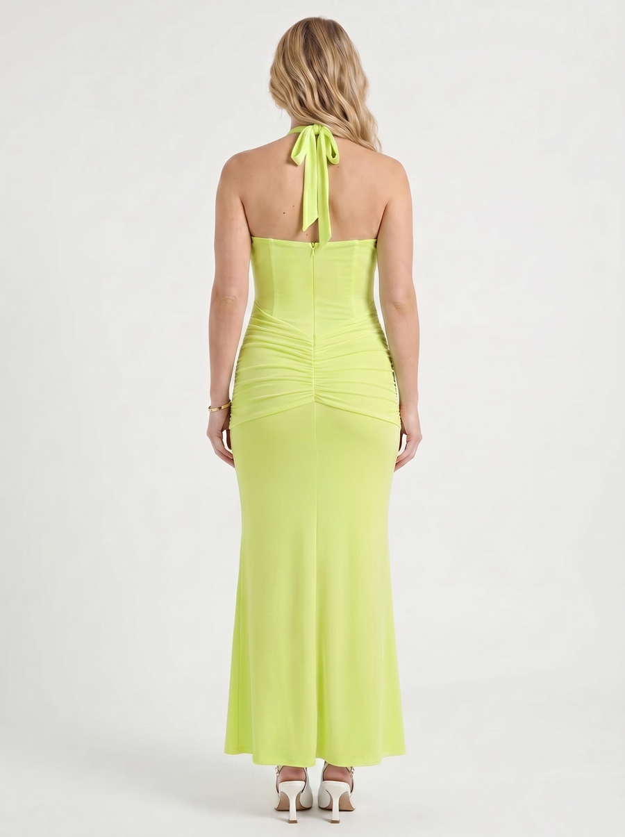 Marietta Neckholder-Maxikleid mit tiefem Ausschnitt