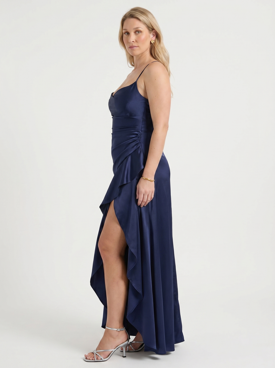 Serenity Maxikleid mit Volant und Beinschlitz