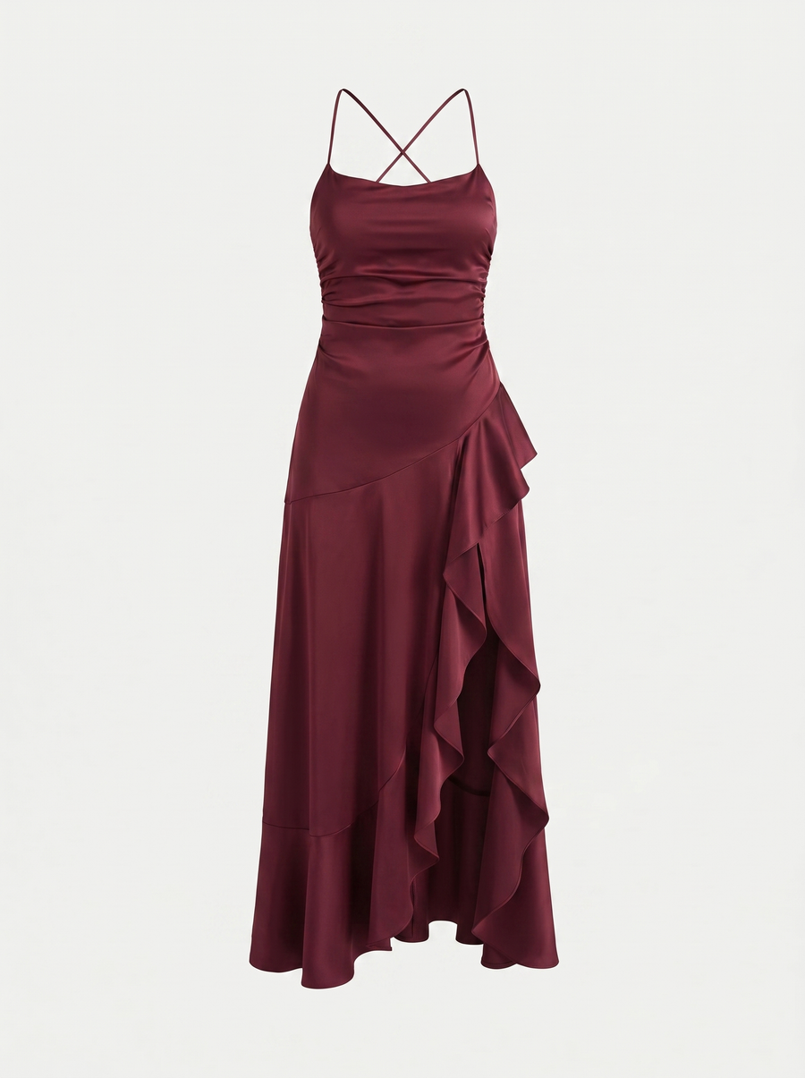 Serenity Maxikleid mit Volant und Beinschlitz