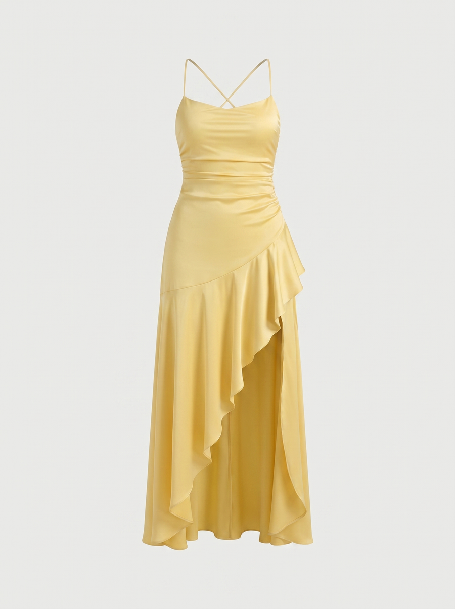Serenity Maxikleid mit Volant und Beinschlitz