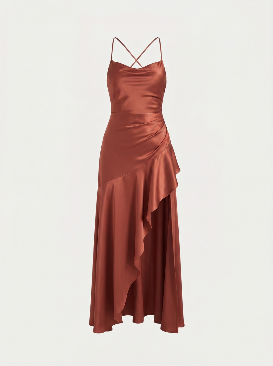 Serenity Maxikleid mit Volant und Beinschlitz