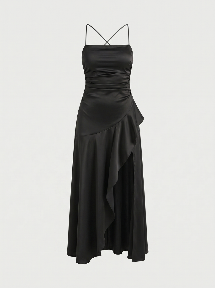 Serenity Maxikleid mit Volant und Beinschlitz