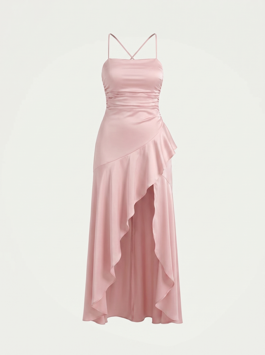 Serenity Maxikleid mit Volant und Beinschlitz