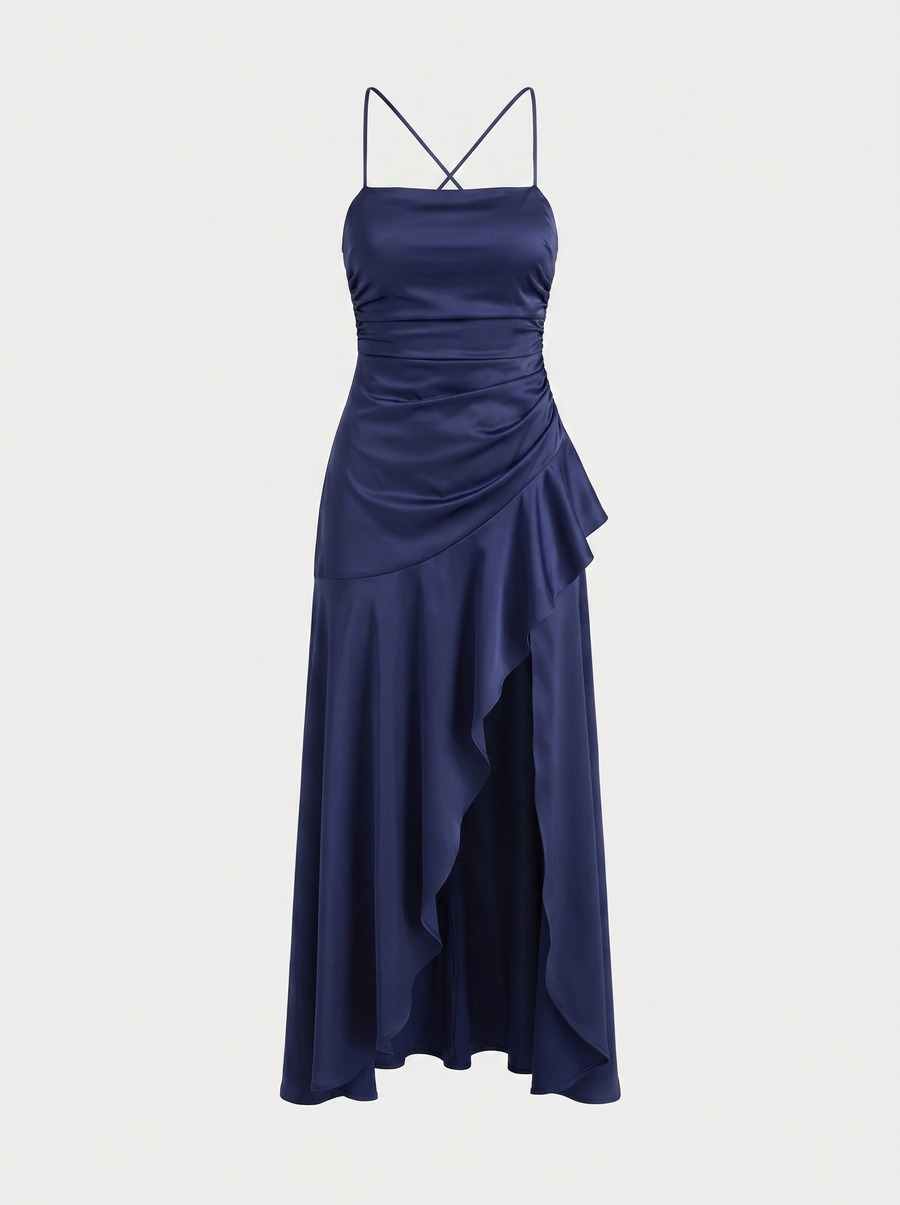 Serenity Maxikleid mit Volant und Beinschlitz