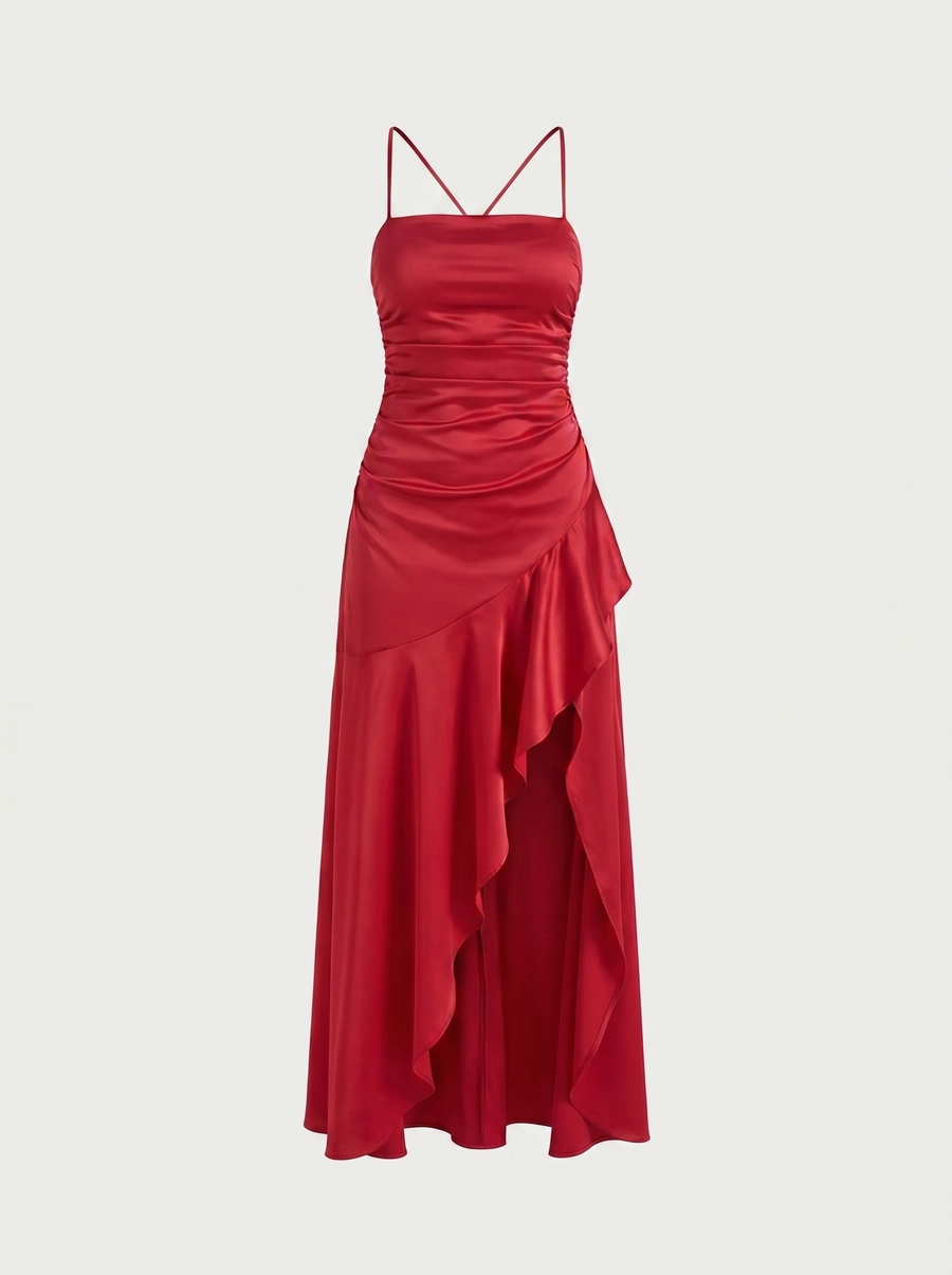 Serenity Maxikleid mit Volant und Beinschlitz