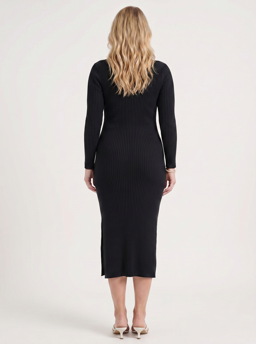 Paloma Rippstrick-Midikleid mit Langarm