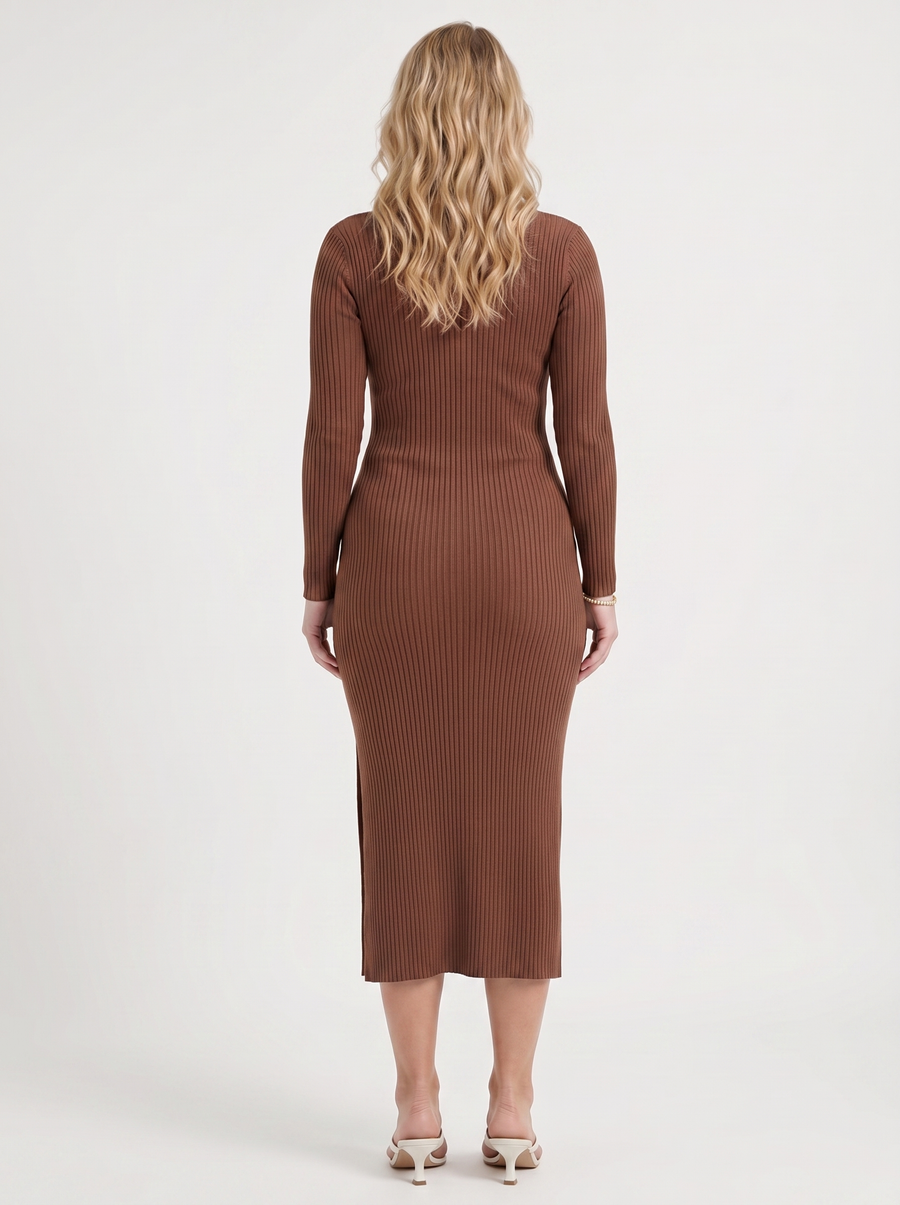 Paloma Rippstrick-Midikleid mit Langarm