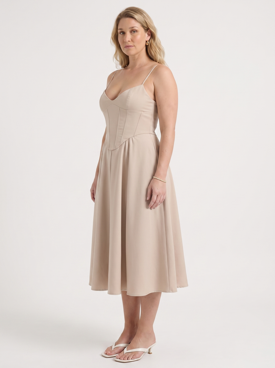 Primrose Midikleid mit Korsett-inspiriertem Oberteil