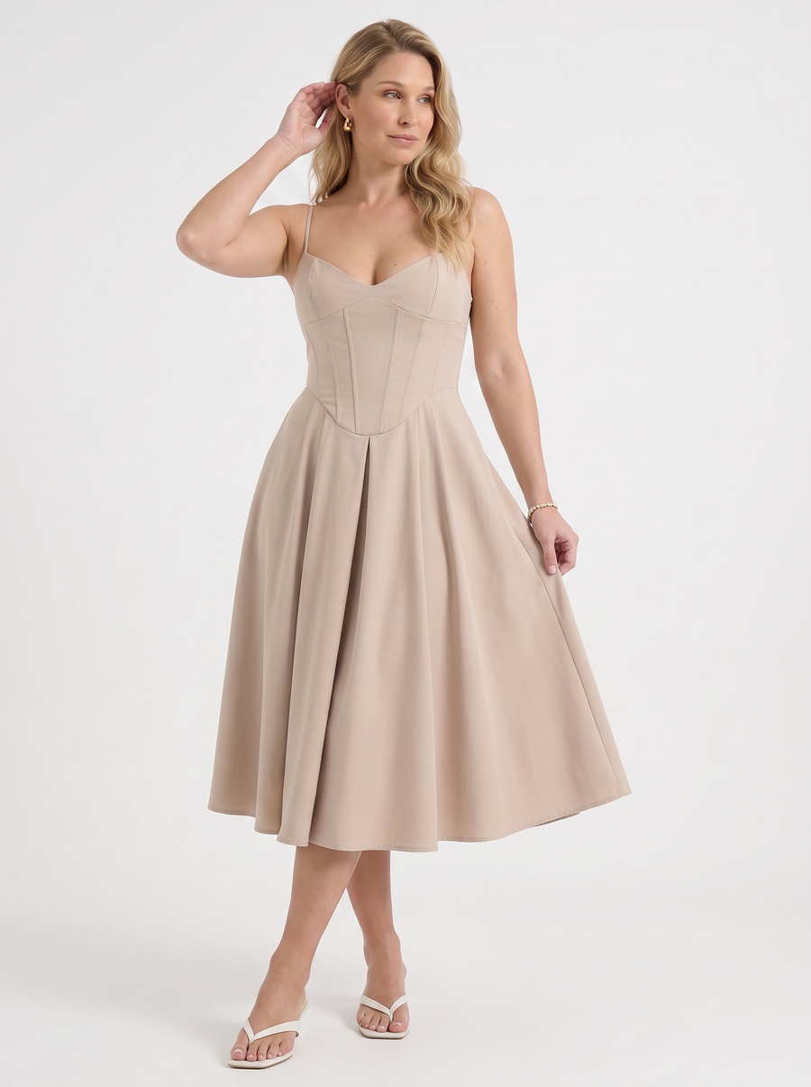 Primrose Midikleid mit Korsett-inspiriertem Oberteil