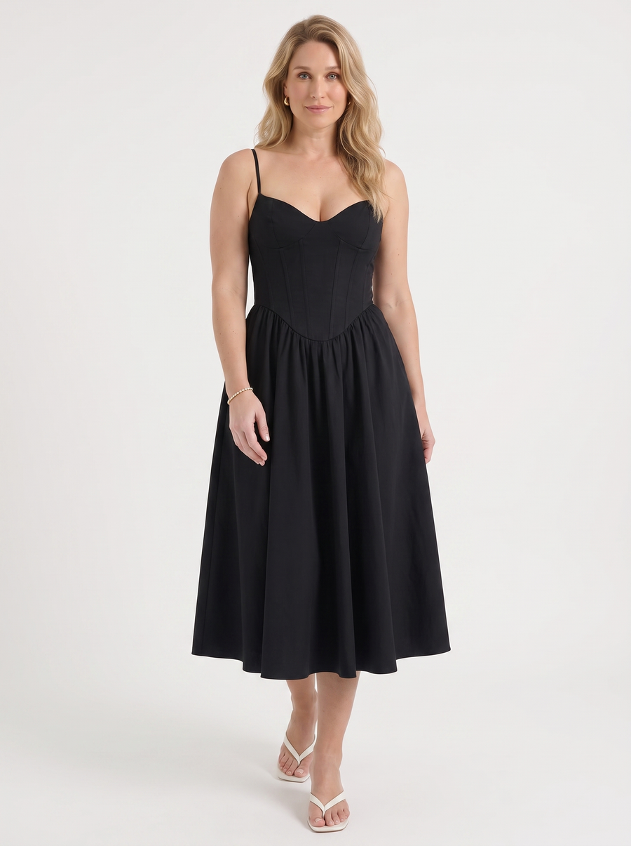 Primrose Midikleid mit Korsett-inspiriertem Oberteil