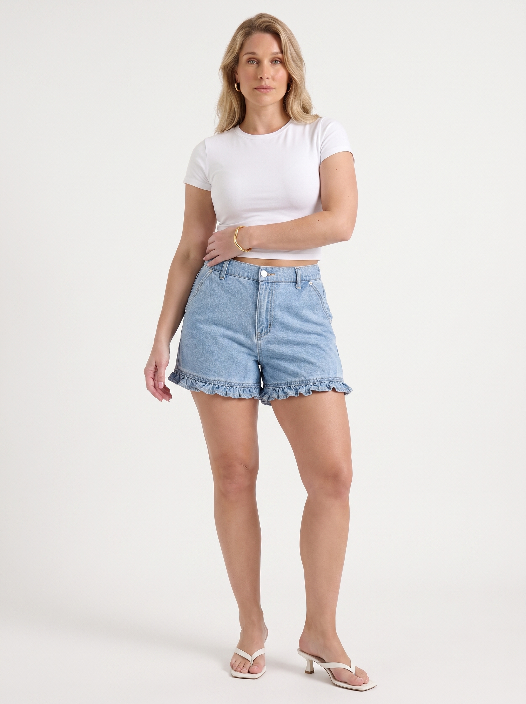 Kaia Jeansshorts mit Rüschensaum